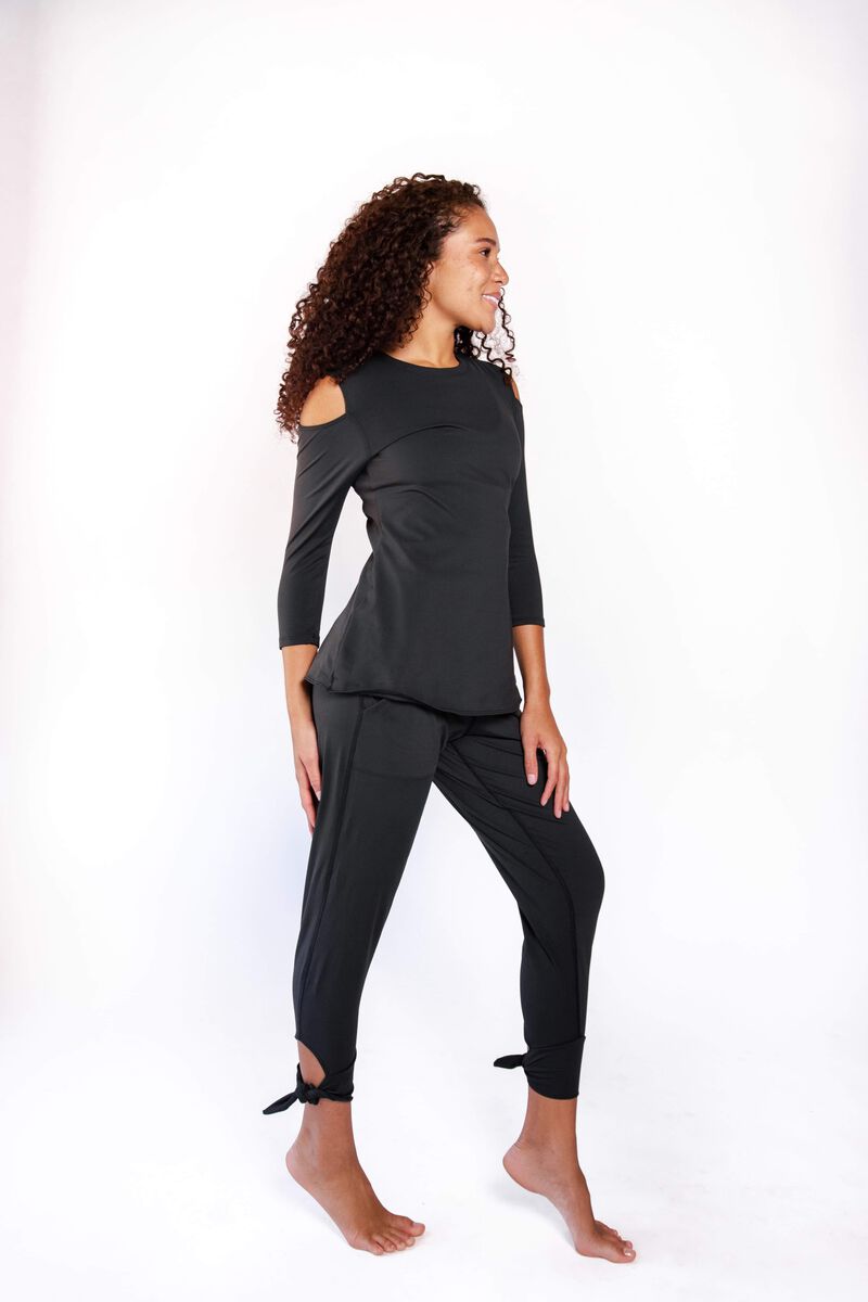Open Shoulder Top - Jet Black image number 3