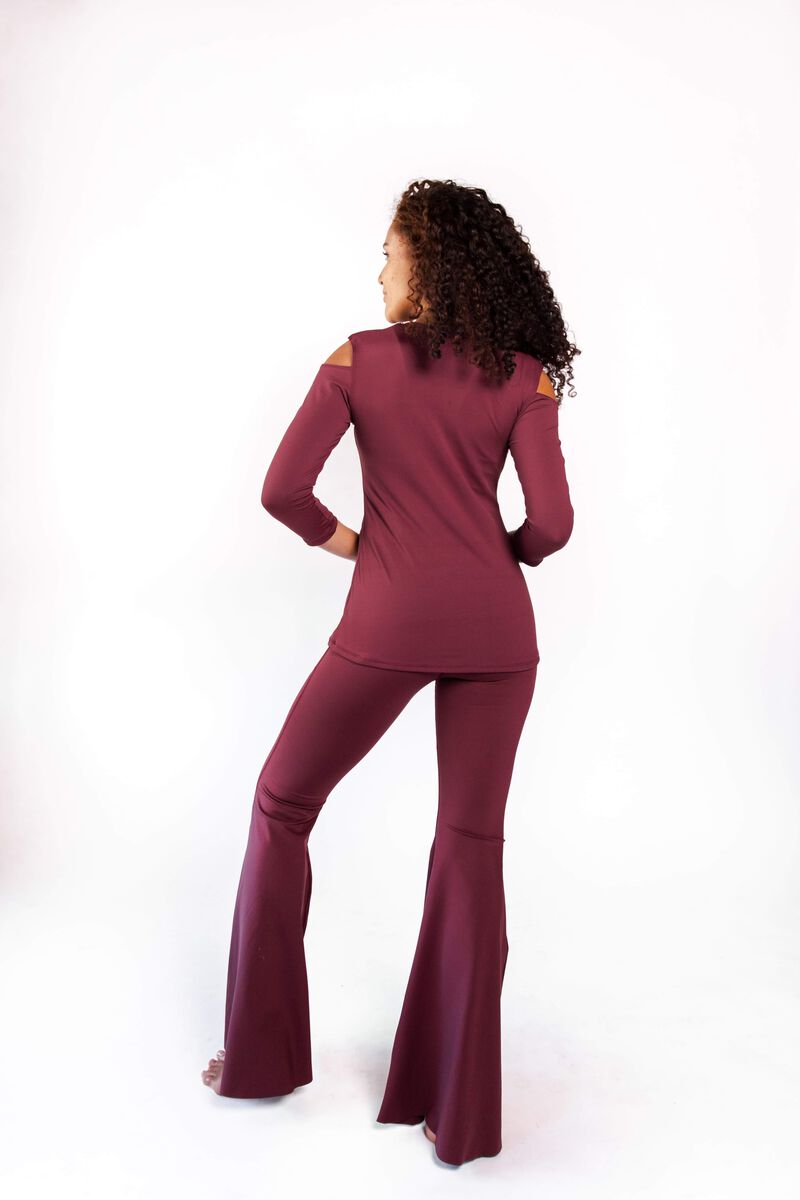 Open Shoulder Top - Maroon image number 4