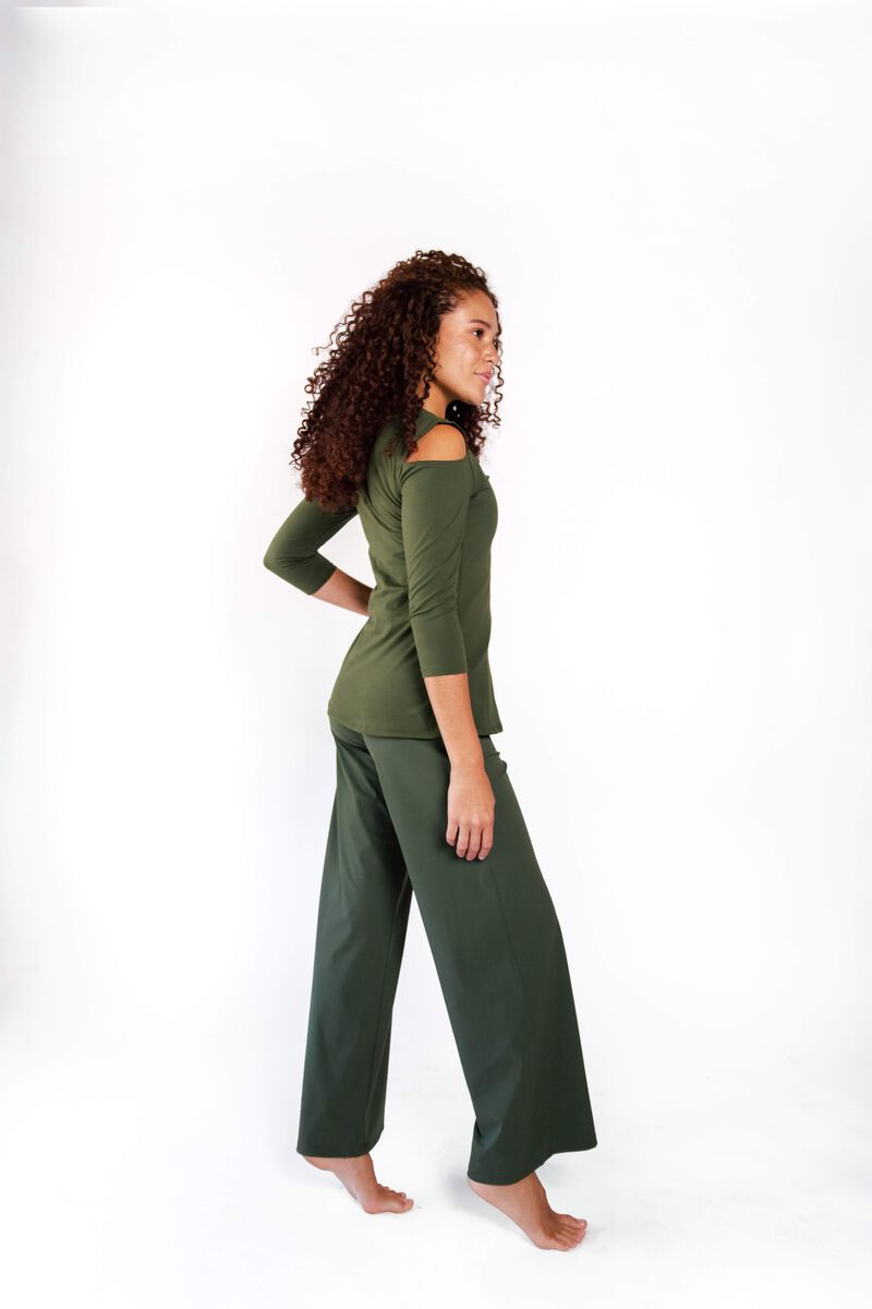 Open Shoulder Top - Forest Green image number 4