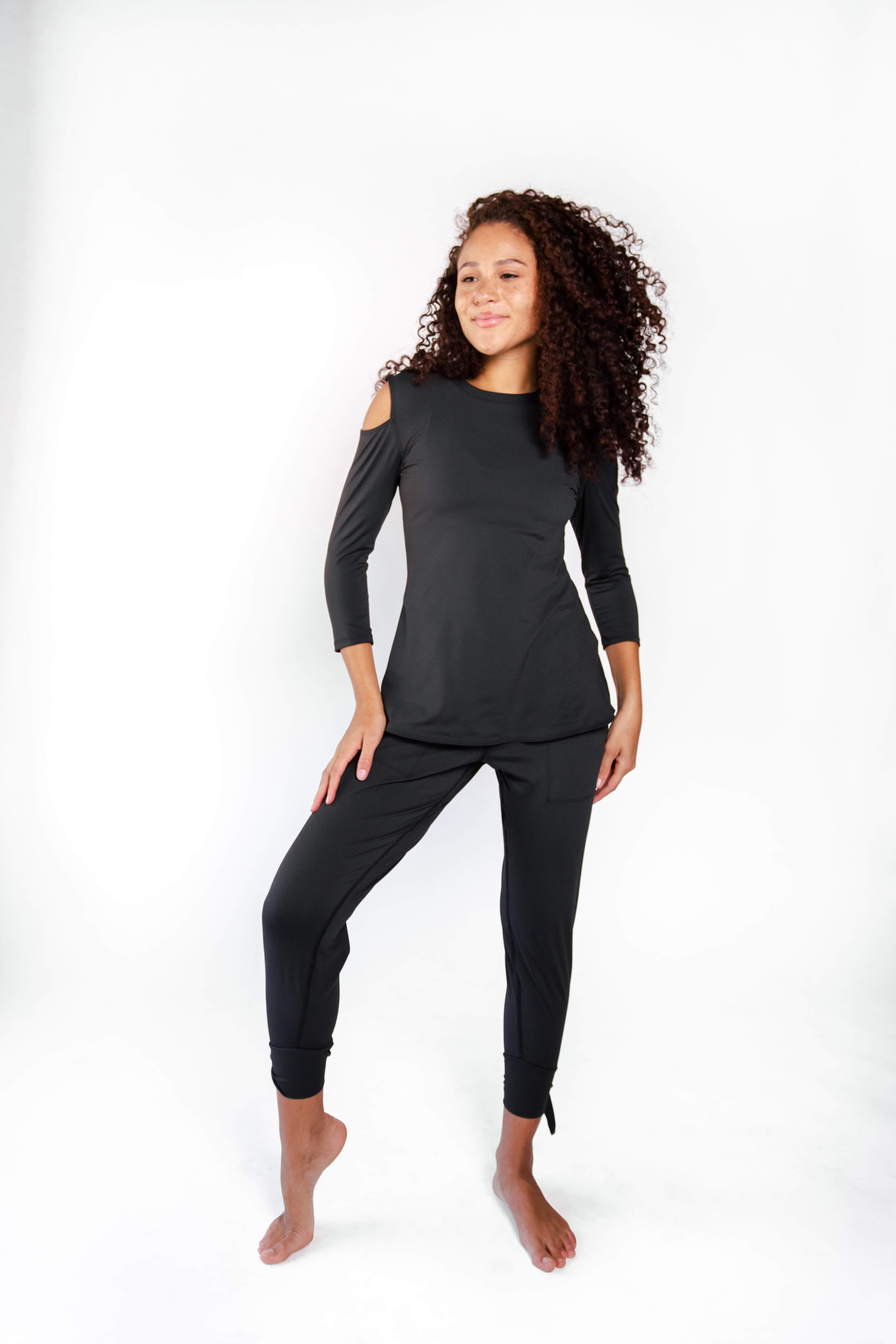 Open Shoulder Top - Jet Black image number 0.0
